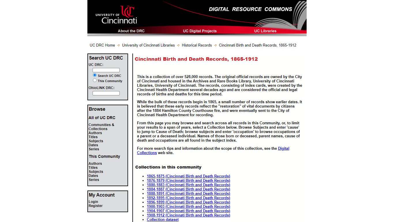 Cincinnati Birth and Death Records, 1865-1912